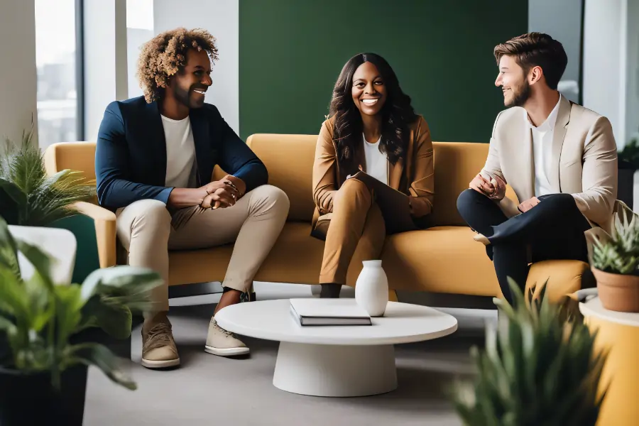 entrepreneurs collaborating in a shared office space